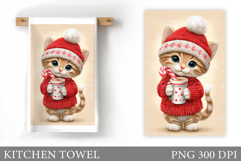 Christmas Cat Kitchen Towel. Christmas Kitchen Towel Design Product Image 1