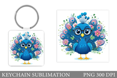 Peacock Keychain Design. Peacock Sublimation Product Image 1