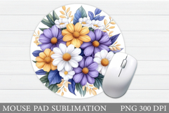 Floral Mouse Pad Sublimation. Flowers Mouse Pad Design Product Image 1