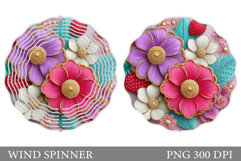 Floral Wind Spinner Sublimation. Flowers Wind Spinner Design Product Image 1