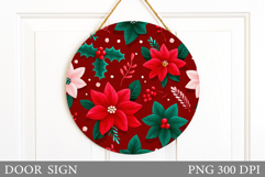 Poinsettia Door Sign Design. Merry Christmas Door Sign Product Image 1