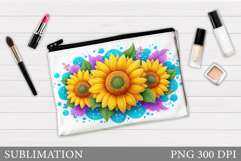Sunflowers Makeup Bag. Flowers Cosmetics Bag Design Product Image 1
