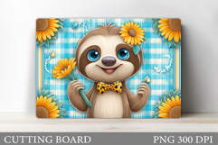 Cute Sloth Cutting Board. Sloth Flowers Cutting Board Design Product Image 1