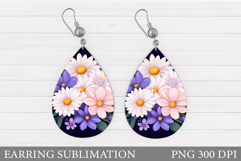 Floral Earring Sublimation. Flowers Earring Design Product Image 1