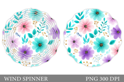 Floral Wind Spinner Sublimation. Flowers Wind Spinner Design Product Image 1