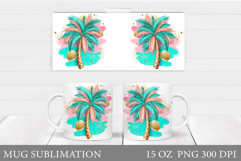 Palm Tree Mug Sublimation. Summer Mug Wrap Design Product Image 1