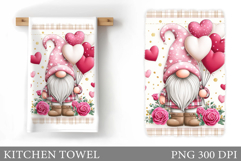 Valentine Gnome Kitchen Towel. Valentines Kitchen Towel Product Image 1