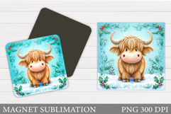 Christmas Cow Magnet. Christmas Magnet Sublimation Product Image 1