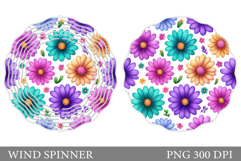 Flowers Wind Spinner Design. Floral Wind Spinner Sublimation Product Image 1
