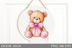 Cute Bear Door Sign Design. Valentines Door Sign Sublimation Product Image 1