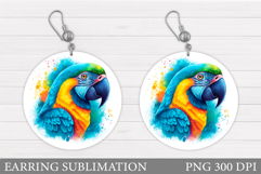 Parrot Earring Sublimation. Parrot Round Earring Design Product Image 1