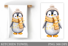 Christmas Penguin Kitchen Towel. Christmas Kitchen Towel Product Image 1