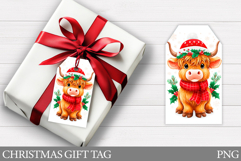 Christmas Gift Tag Design. Christmas Cow Gift Tag Printable Product Image 1