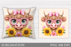 Cute Cow Pillow Design. Cow Sublimation Product Image 1