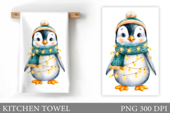 Christmas Penguin Kitchen Towel. Christmas Kitchen Towel Product Image 1