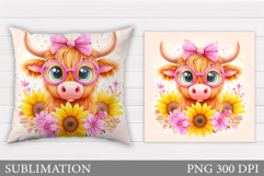 Cute Cow Pillow Design. Cow Sublimation Product Image 1