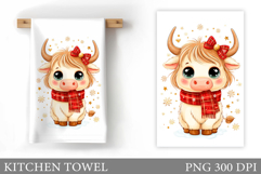 Christmas Cow Kitchen Towel Design. Christmas Kitchen Towel Product Image 1