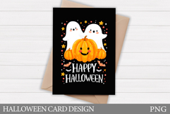 Cute Halloween Card Printable. Halloween Ghost Card Design Product Image 1