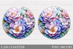 Flowers Car Coaster Design. Flowers Coaster Sublimation Product Image 1