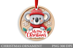 Cute Koala Christmas Ornament. Christmas Koala Sublimation Product Image 1