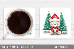 Christmas Bear Coaster Design. Christmas Coaster Sublimation Product Image 1