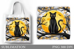 Black Cat Tote Bag Design. Cat Sublimation Product Image 1