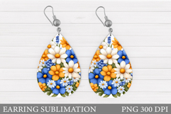 Floral Earring Sublimation. Flowers Earring Design Product Image 1
