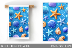 Sea Kitchen Towel Design. Starfish Kitchen Towel Sublimation Product Image 1