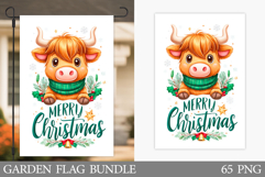 Christmas Cow Garden Flag. Christmas Garden Flag Sublimation Product Image 1