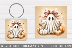 Cute Ghost Keychain Design. Cute Halloween Keychain Product Image 1