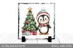 Christmas Penguin Slate Design. Cute Penguin Sublimation Product Image 1
