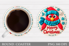 Cardinal Coaster Sublimation. Christmas Coaster Design Product Image 1