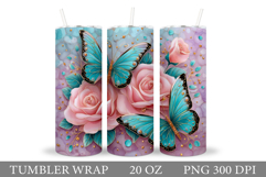 Butterflies Tumbler Design. Butterfly Roses Tumbler Product Image 1