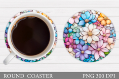 Floral Coaster Design. Flowers Coaster Sublimation Product Image 1