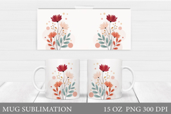 Floral Mug Wrap Design. Flowers Mug Sublimation Product Image 1