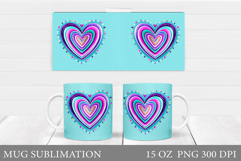 Hearts Mug Wrap Sublimation. Valentines Mug Wrap Design Product Image 1