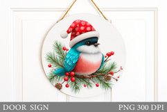 Christmas Bird Door Sign. Christmas Door Sign Sublimation Product Image 1