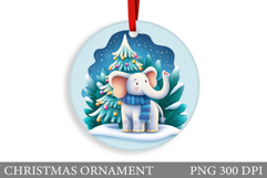 Cute Elephant Christmas Ornament. Cute Elephant Sublimation Product Image 1