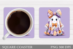 Patchwork Chost Coaster. Halloween Coaster Sublimation Product Image 1