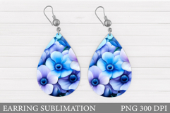 Flowers Teardrop Earring. Wildflowers Earring Sublimation Product Image 1