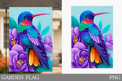 Hummingbird Garden Flag. Bird Garden Flag Sublimation Product Image 1