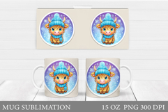 Christmas Cow Mug Design. Christmas Mug Sublimation Product Image 1