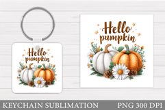 Fall Pumpkin Keychain Design. Pumpkin Keychain Sublimation Product Image 1
