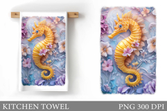 Seahorse Kitchen Towel Design. Sea Kitchen Towel Sublimation Product Image 1