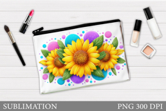 Sunflowers Makeup Bag. Flowers Cosmetics Bag Design Product Image 1