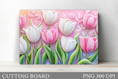 Tulips Cutting Board. Flowers Cutting Board Sublimation Product Image 1