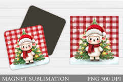 Christmas Lamb Magnet. Christmas Magnet Sublimation Product Image 1