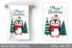 Christmas Penguin Kitchen Towel. Christmas Kitchen Towel Product Image 1