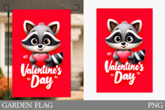 Valentines Raccoon Garden Flag. Valentine Garden Flag Design Product Image 1