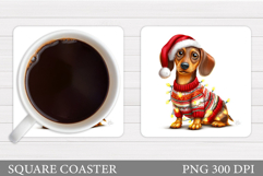 Christmas Dachshund Coaster. Christmas Coaster Sublimation Product Image 1